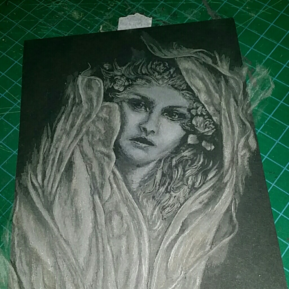 16x12 custom glass etching 1920's girl